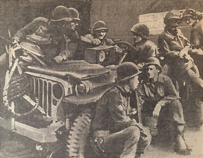 American soldiers listening to the 1944 World Series on radio in WW2 Germany