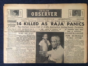 Headline 14 Killed As Raja Panics Ceylon Observer 8/20/1959