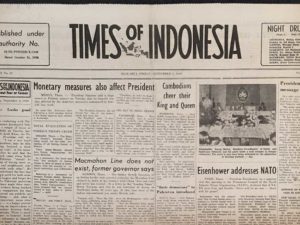 Times Of Indonesia headline page from 09/04/1959