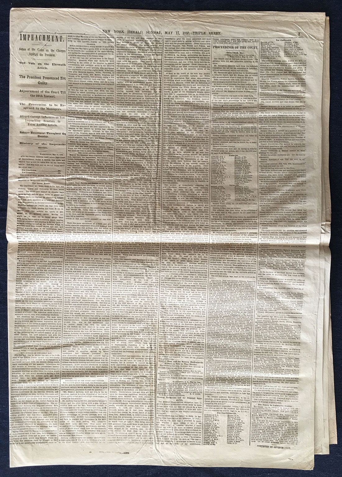 New York Herald Impeachment Johnson 05-07-1868 full page