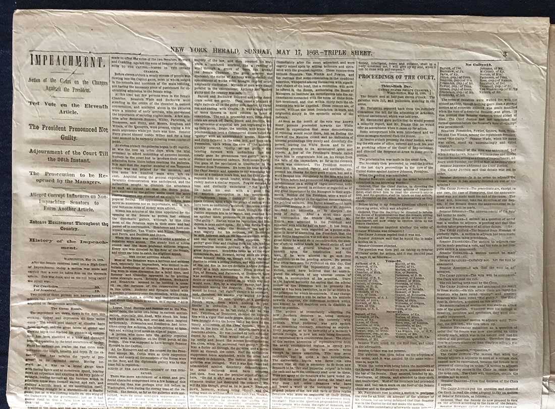 New York Herald Impeachment Johnson 05-07-1868 top of page
