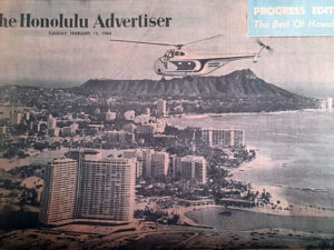 Birds eye view of Waikiki in 1964