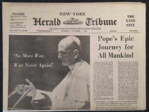 Headline Pope's Epic Journey New York Herald Tribune 10-05-1965