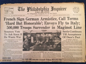 Headline French Sign German Armistice 06/23/1940 The Philadelphia Inquirer